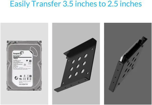 Alt view image 3 of 14 - ORICO 3.5 inch Aluminum hard drive mounting bracket/ adapter fit 3.5" Optical drive bay or hard drive bay for 2.5" IDE,SATA SSd/HDD -Black