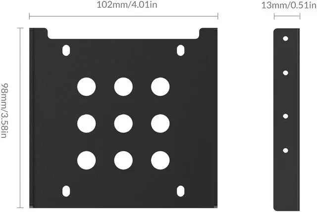 Alt view image 6 of 14 - ORICO 3.5 inch Aluminum hard drive mounting bracket/ adapter fit 3.5" Optical drive bay or hard drive bay for 2.5" IDE,SATA SSd/HDD -Black