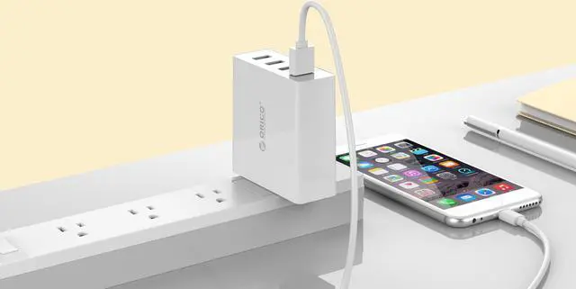 Alt view image 7 of 7 - ORICO 4 Port USB Wall Charger for Smartphones and Tablets 5V2.4A*4  6A 30W Total Output  -White (DCW-4U-US)
