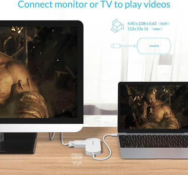 Alt view image 6 of 7 - ORICO Type-C USB3.0 Hub with VGA Adapter,USB3.0 Type-C to VGA / USB3.0 Type-A / USB3.1 Type-C Adapter with PD Function for Windows XP, Vista, 7, 8, 8.1, 10, Mac OS and Linux -White