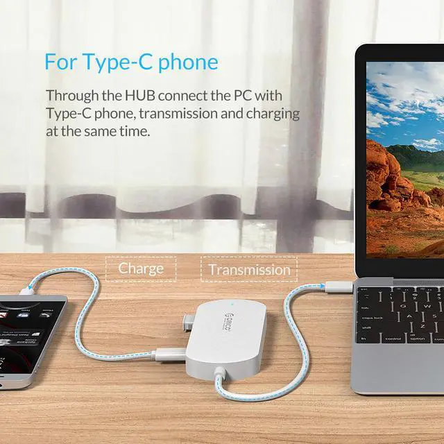 Alt view image 5 of 7 - ORICO Type-C USB3.0 Hub with VGA Adapter,USB3.0 Type-C to VGA / USB3.0 Type-A / USB3.1 Type-C Adapter with PD Function for Windows XP, Vista, 7, 8, 8.1, 10, Mac OS and Linux -White