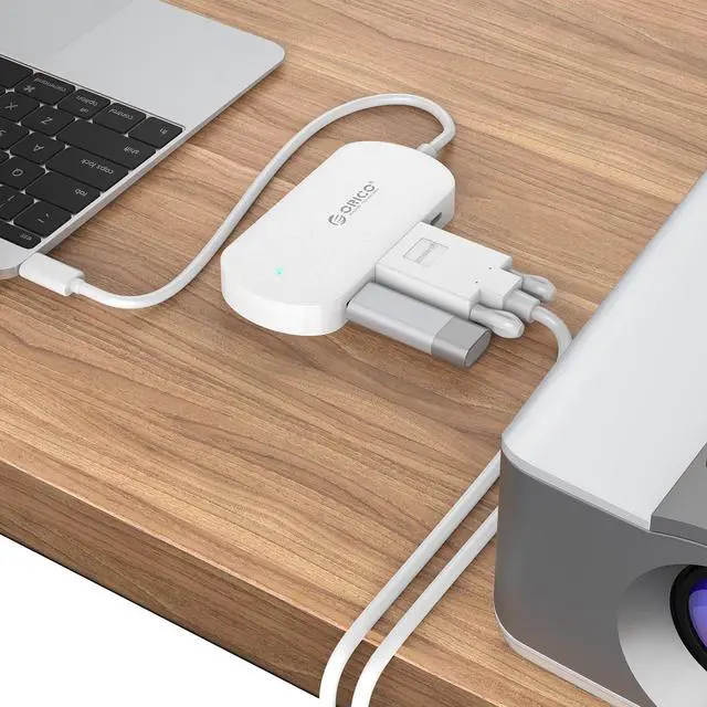 Alt view image 7 of 7 - ORICO Type-C USB3.0 Hub with VGA Adapter,USB3.0 Type-C to VGA / USB3.0 Type-A / USB3.1 Type-C Adapter with PD Function for Windows XP, Vista, 7, 8, 8.1, 10, Mac OS and Linux -White