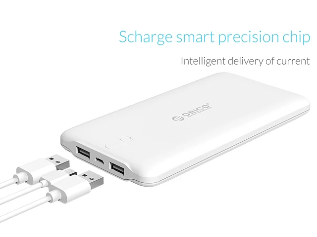 Alt view image 2 of 7 - ORICO Ultra Slim High Capacity Travel Battery Portable 10000mAh Pack Power Bank Dual USB 5V2.4A Charger with LED Power Indicator
Technology for iPhone, Samsung Galaxy and More -White (D10000)