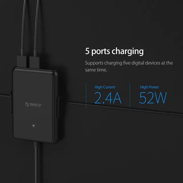 Alt view image 5 of 7 - ORICO Portable 5 Ports QC3.0 USB Car Charger Universal USB Fast Adapter 52W USB Car Charger with Expander For MPV Car Mobile Phones Tablet PC 12V24V Available
