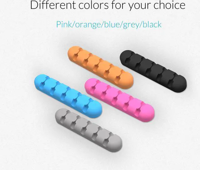 Alt view image 2 of 7 - Orico Cable Clips 5 Colors Pack 5 Slots Cable Organizer Silicone USB Cable Winder Desktop Tidy Management Clips Cable Holder for Mouse Headphone Wire Organizer