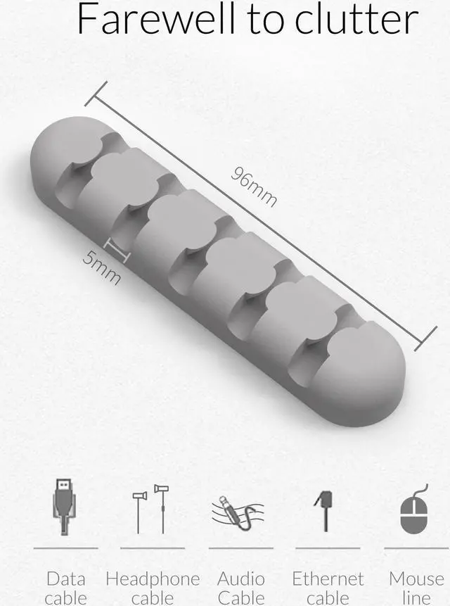Alt view image 7 of 7 - Orico Cable Clips 5 Colors Pack 5 Slots Cable Organizer Silicone USB Cable Winder Desktop Tidy Management Clips Cable Holder for Mouse Headphone Wire Organizer
