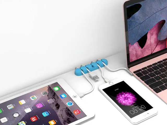 Alt view image 4 of 7 - ORICO Multi-Function Magnetic Silicone Band Durable Cable Tie Assorted Colors Electronic Cord Management with Cable Clip Holder