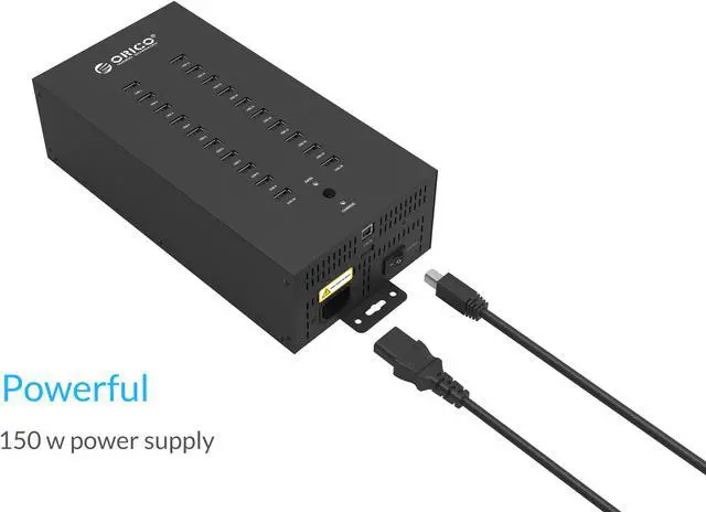 Alt view image 2 of 7 - ORICO Industrial USB Hub, 20 Ports Mountable 150W Powered Industrial Grade USB 2.0 Hub, Full Metal Case, High-Speed Data Transfer