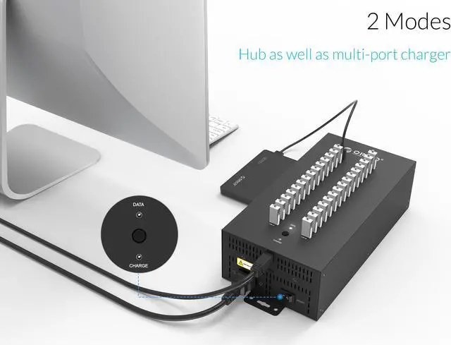 Alt view image 5 of 7 - ORICO Industrial USB Hub, 300W Powered Data Hub, 30 Port USB 2.0 Splitter, Full Metal Case, Wall Mountable Support Phone/Tablet Charging, Refurbishing and Brush, Batch Data Transfer