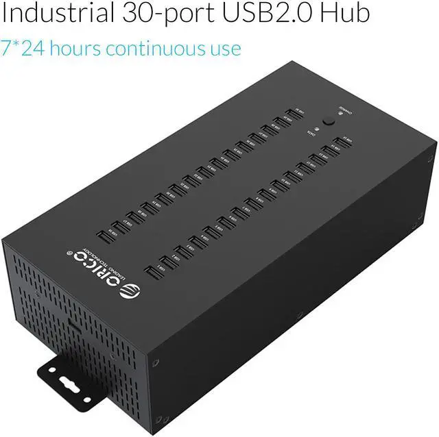 Alt view image 3 of 7 - ORICO Industrial USB Hub, 300W Powered Data Hub, 30 Port USB 2.0 Splitter, Full Metal Case, Wall Mountable Support Phone/Tablet Charging, Refurbishing and Brush, Batch Data Transfer