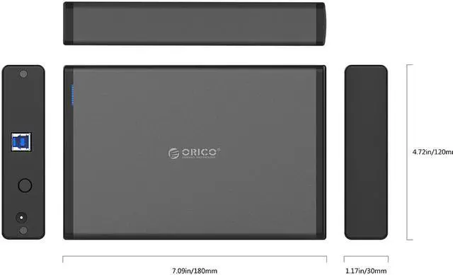 Alt view image 7 of 7 - ORICO Aluminum 3.5 inch USB3.0 to SATA3.0  Hard Drive HDD Enclosure  Vertical Design 3.5 inch HDD Case Docking Station 5Gbps Support UASP 12V2A Power Adapter