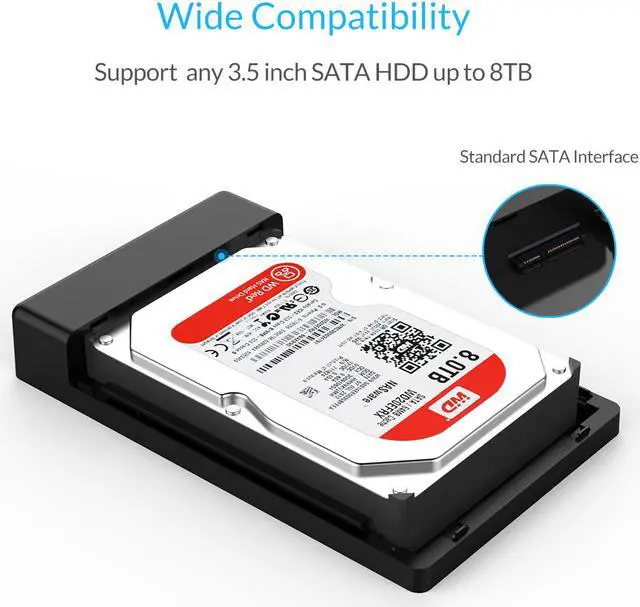 Alt view image 4 of 7 - ORICO 3.5 inch USB 3 Type C to SATA External Hard Drive Enclosure Case Toolless 5Gbps SuperSpeed for 2.5/3.5 inch HDD SSD [Support UASP Protocol 8TB Max] - Black