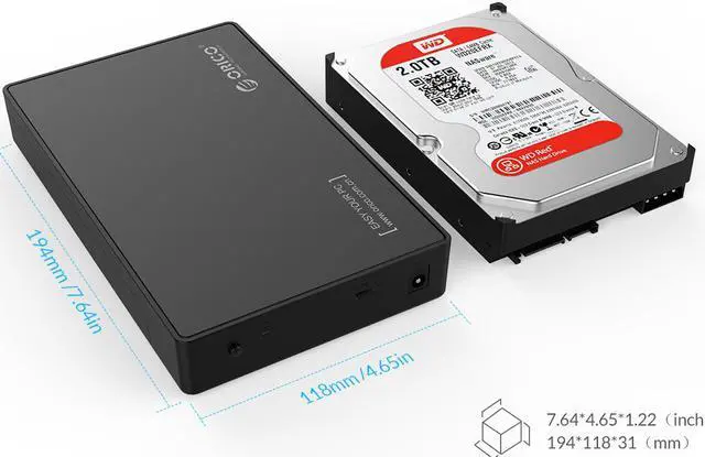 Alt view image 6 of 7 - ORICO 3.5 inch USB 3 Type C to SATA External Hard Drive Enclosure Case Toolless 5Gbps SuperSpeed for 2.5/3.5 inch HDD SSD [Support UASP Protocol 8TB Max] - Black