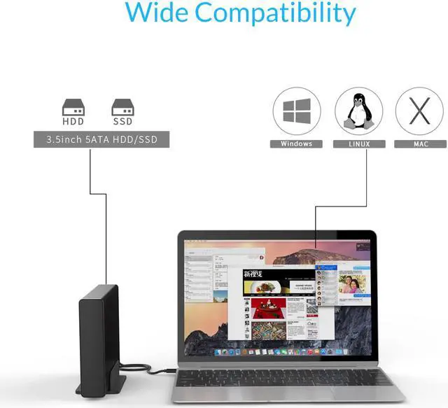 Alt view image 6 of 7 - ORICO Aluminum 3.5 inch USB3.0 to SATA3.0  Hard Drive HDD Enclosure  Vertical Design 3.5 inch HDD Case Docking Station 5Gbps Support UASP 12V2A Power Adapter