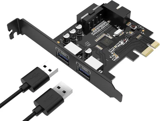 Alt view image 2 of 7 - ORICO USB 3.0 PCI Express Card Hub Controller Adapter Card with 2 Rear USB 3.0 Hosts and Internal USB 3.0 with 15PIN Power Connector -Black