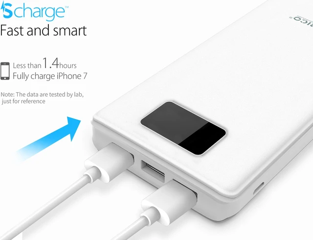 Alt view image 3 of 7 - ORICO 20000 mAh Large Capacity Power Bank 2 USB Battery LED Display Screen Power Bank with USB-A 5V2.4A Charger Battery iPhone, for iPad,Tablet Samsung Mobile Phone