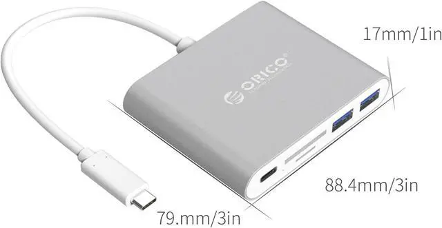 Alt view image 2 of 7 - [5-in-1] ORICO USB-C Type-C Universal Docking Stations with TF SD Card Reader USB3.1 Gen1 with 2 USB3.0 Ports Support OTG Function Power Delivery USB-C Port for MacBook Pro