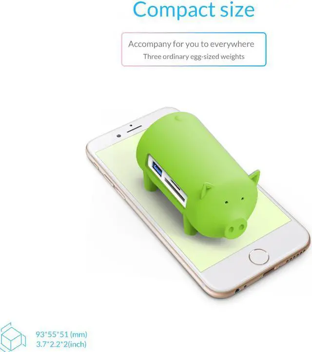 Alt view image 7 of 7 - ORICO Lovely Pig HUB Multi-function USB3.0 OTG Hub 3 USB Ports and TF SD Card Reader with Detachable Data Cable for Various USB Devices