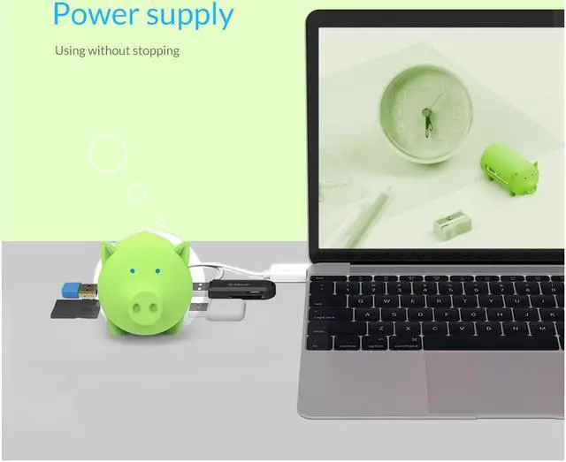 Alt view image 6 of 7 - ORICO Lovely Pig HUB Multi-function USB3.0 OTG Hub 3 USB Ports and TF SD Card Reader with Detachable Data Cable for Various USB Devices