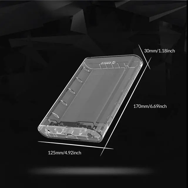 Alt view image 6 of 7 - ORICO USB3.1 Type-C 3.5 inch Hard Disk Drive Enclosure Transparent External 16TB Hard Drive Disk Case for 2.5" 3.5" SATA HDD and SSD Tool Free Support UASP