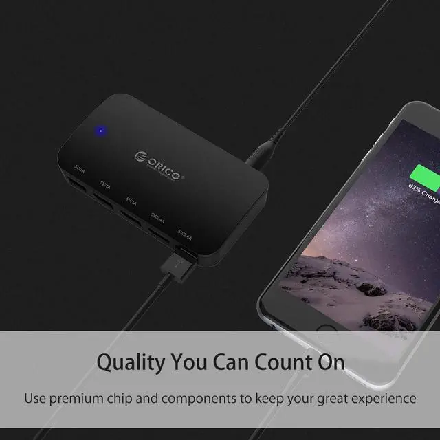 Alt view image 3 of 7 - USB Car Charger ORICO Lighter 5 Port Car Charging Port Univeral Fast Charger Adapter with Smart Identification  36W for Family Road Trip Support iPhone,iPad,Samsung,LG