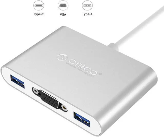 Main image of USB-3.1 Type-C HUB ORICO 5 in 1 USB-C Type-C Multi-Port HUB to VGA USB Type C PD Power Delivery Charging port, 3-USB 3.0 Type-A Ports,for MacBook, Chromebook,PC Laptop