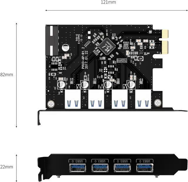 Alt view image 5 of 7 - ORICO 4 Port USB3.0 PCI-Express Card 15-Pin Power Connector Speed Up to 5.0 Gbps PCI-Express Expansion Card USB 3.0 HUB for Windows XP/7/8/Vista