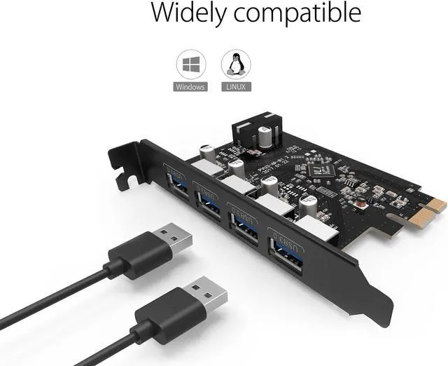 Alt view image 4 of 7 - ORICO 4 Port USB3.0 PCI-Express Card 15-Pin Power Connector Speed Up to 5.0 Gbps PCI-Express Expansion Card USB 3.0 HUB for Windows XP/7/8/Vista