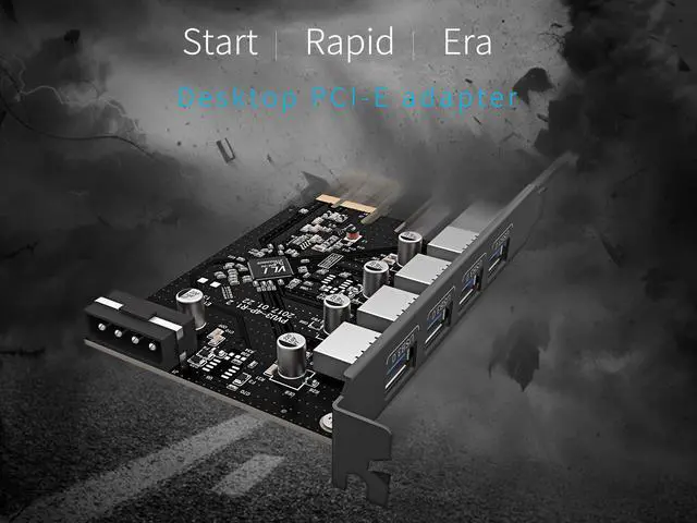 Alt view image 2 of 7 - ORICO 4 Port USB3.0 PCI-Express Card 15-Pin Power Connector Speed Up to 5.0 Gbps PCI-Express Expansion Card USB 3.0 HUB for Windows XP/7/8/Vista