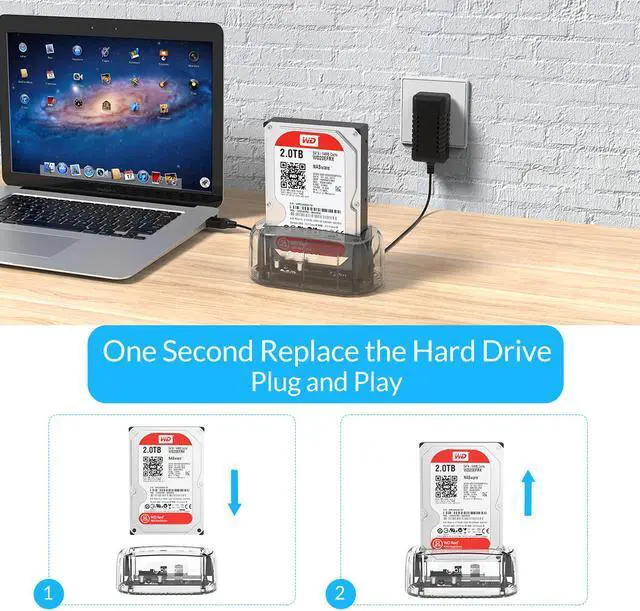 Alt view image 6 of 7 - ORICO  Transparent 3.5 inch External Hard Drive Docking Station for 2.5 3.5 inch SATA Hard Drive Disk  HDD/ SSD Tool Free Support UASP and 18TB Drive Max