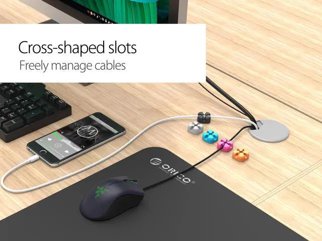 Alt view image 6 of 6 - ORICO Cable Winder Wire Organizer Desktop Clips Cord Management Headphone Cord Holder For iPhone Charging Data Line