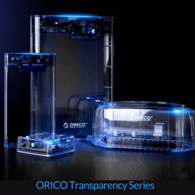 Alt view image 7 of 7 - ORICO USB3.1 Type-C 3.5 inch Hard Disk Drive Enclosure Transparent External 16TB Hard Drive Disk Case for 2.5" 3.5" SATA HDD and SSD Tool Free Support UASP