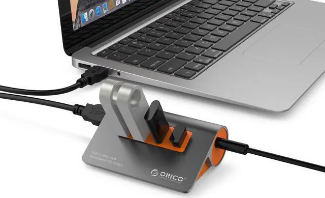 Alt view image 6 of 7 - ORICO Powered USB Hub, 4 Ports Powered USB 3.1 Aluminum Data Hub, 10 Gbps SuperSpeed USB Splitter with 12V/2.5A Power Adapter for Desktop PC/Laptop, Phones, and More