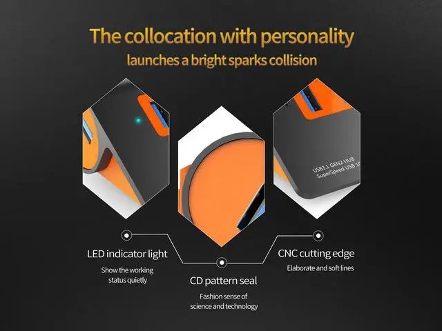 Alt view image 4 of 7 - ORICO Powered USB Hub, 4 Ports Powered USB 3.1 Aluminum Data Hub, 10 Gbps SuperSpeed USB Splitter with 12V/2.5A Power Adapter for Desktop PC/Laptop, Phones, and More