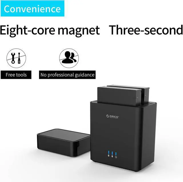 Alt view image 2 of 7 - ORICO Dual 2 Bay Magnetic-type 3.5 Inch USB3.0 Hard Drive Enclosure Support 20TB Max 5Gbps UASP 12V Adapter Tool Free HDD Enclosure