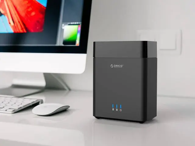 Alt view image 3 of 7 - ORICO Dual 2 Bay Magnetic-type 3.5 Inch USB3.0 Hard Drive Enclosure Support 20TB Max 5Gbps UASP 12V Adapter Tool Free HDD Enclosure