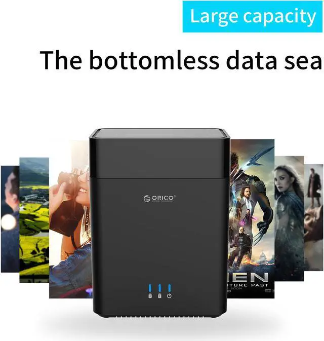 Alt view image 4 of 7 - ORICO Dual 2 Bay Magnetic-type 3.5 Inch USB3.0 Hard Drive Enclosure Support 20TB Max 5Gbps UASP 12V Adapter Tool Free HDD Enclosure