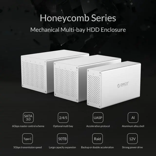 Alt view image 3 of 7 - ORICO 2 Bay Hard Drive Enclosure 3.5inch Type-C to SATA Aluminum Alloy External HDD/SSD Storage Drive Enclosure Screw Installation Data Safe Protection for Enterprise Backup Up to 40TB - WS200C3