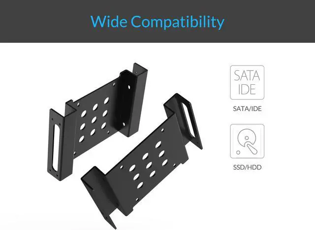 Alt view image 2 of 7 - ORICO Aluminum 5.25 inch to 2.5 or 3.5 Inch Internal Hard Disk Drive Mounting Kit with Screws and Shock Absorption Rubber Washer- Black  (AC52535-1S-V1)