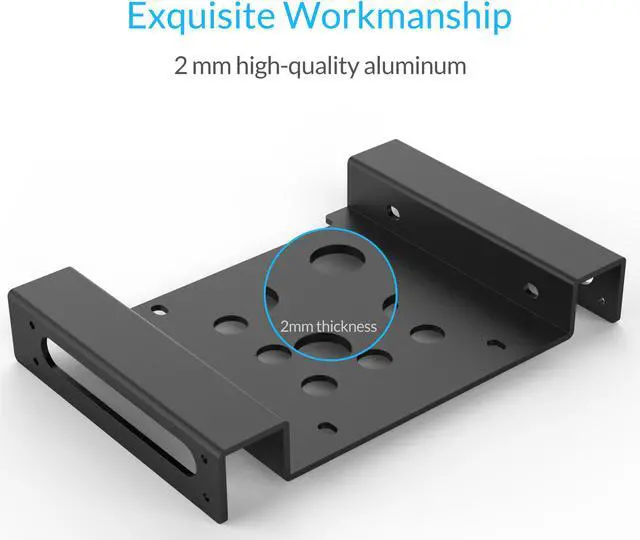 Alt view image 3 of 7 - ORICO Aluminum 5.25 inch to 2.5 or 3.5 Inch Internal Hard Disk Drive Mounting Kit with Screws and Shock Absorption Rubber Washer- Black  (AC52535-1S-V1)