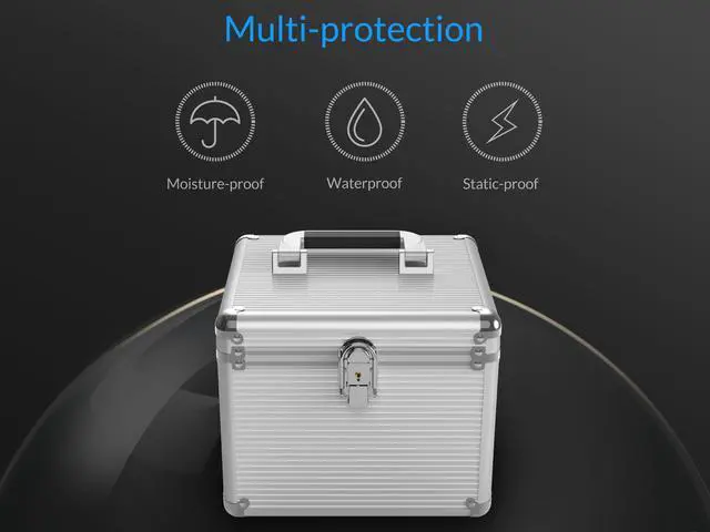 Alt view image 3 of 7 - ORICO Aluminum Hand-held Multi-protection 10 Bay 3.5 inch HDD Protective Storage Carrying Box with Security Lock - Silver (BSC35-10) (not including HDD)