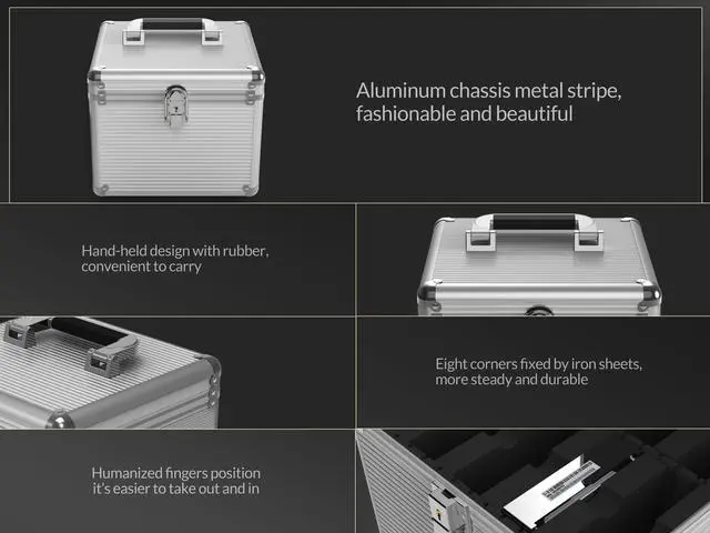Alt view image 6 of 7 - ORICO Aluminum Hand-held Multi-protection 10 Bay 3.5 inch HDD Protective Storage Carrying Box with Security Lock - Silver (BSC35-10) (not including HDD)