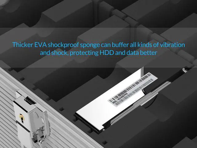 Alt view image 4 of 7 - ORICO Aluminum Hand-held Multi-protection 10 Bay 3.5 inch HDD Protective Storage Carrying Box with Security Lock - Silver (BSC35-10) (not including HDD)