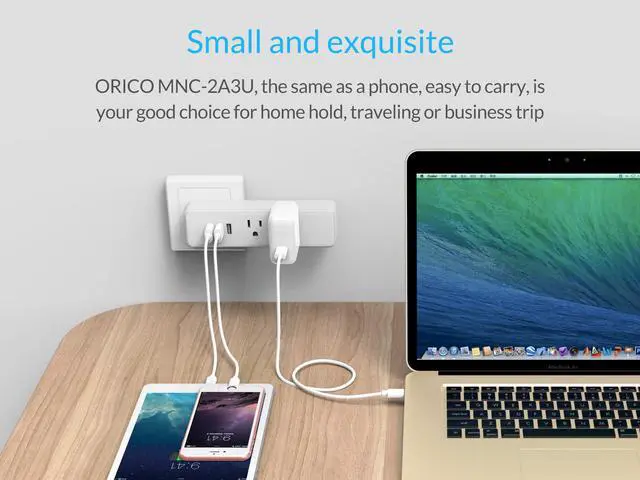 Alt view image 7 of 7 - ORICO MNP-2A3U Smart USB Power Strip - Compact & Portable3-Port USB +2-New Standard AC Outlets, Durable Heat-Resistant Material, Safe, Energy-Saving, Stylish, Lightweight Design for On-the-Go Use