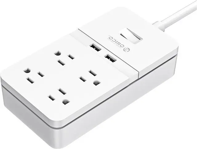 Main image of ORICO Power Strip Surge Protector 4 AC Outlets & 2 Smart USB Charging Ports (5V/2.4A), with a 4.9ft power cord, USB Outlet for Home & Office