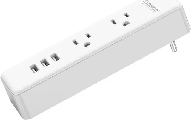 Main image of ORICO MNP-2A3U Smart USB Power Strip - Compact & Portable3-Port USB +2-New Standard AC Outlets, Durable Heat-Resistant Material, Safe, Energy-Saving, Stylish, Lightweight Design for On-the-Go Use