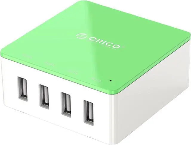 Main image of ORICO Electrical 5 Port Desktop USB Charger Green with 2 Prong Power Cord 30W Power Output for Tablet iPhone , iPad Air,iPad Pro, Galaxy, Pixel [CSK-4U] GREEN