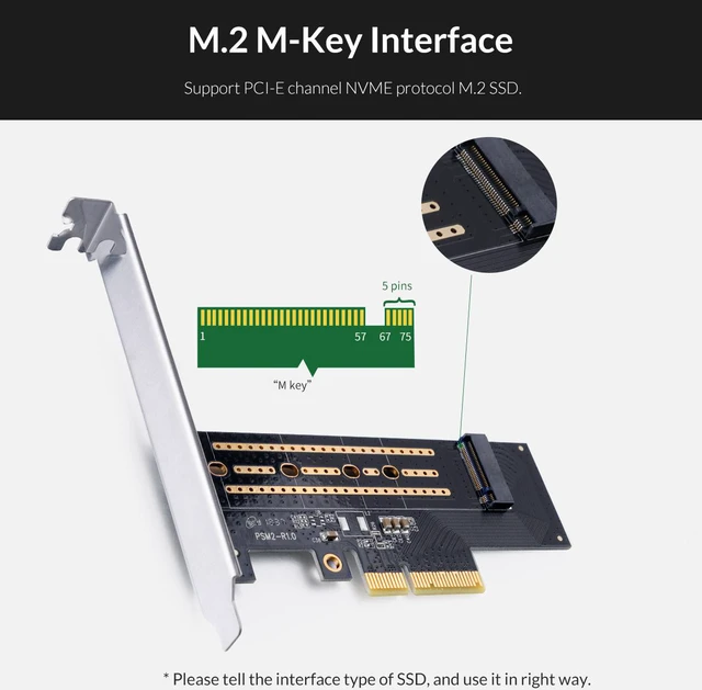 Alt view image 6 of 7 - ORICO M.2 NVME to PCI-E Adapter, M2 SSD to PCI-e 3.0 x4 Host Controller Expansion Card with Low Profile Bracket, Support M Key Solid State Drive