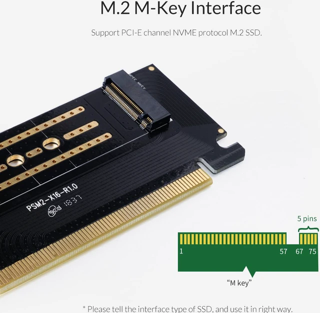 Alt view image 4 of 7 - ORICO M.2 NVME to PCI-E Adapter, M2 SSD to PCI-e 3.0 x16 Host Controller Expansion Card with Low Profile Bracket, Support M Key Solid State Drive