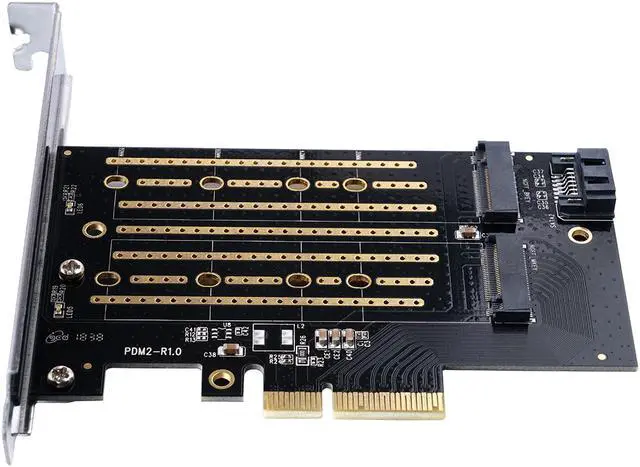 Alt view image 5 of 6 - ORICO M.2 PCIe Adapter NVMe & SATA Dual Protocol, M2 NVMe SSD to PCI-e 3.0 x4 Host NVMe & SATA Protocol Controller Expansion Card (B KEY+M KEY)